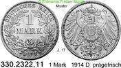 Deutschland Kaiserreich 1 Mark J.17 . 330.2322.11 -