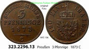 Brandenburg-Preußen 3 Pfennige AKS 106. 323.2296.13 . Preußen Königreich Wilhelm I. 1861-1888 -