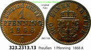 Brandenburg-Preußen 1 Pfennig AKS 108. 323.2313.13 . Preußen Königreich Wilhelm I. 1861-1888 -