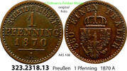 Brandenburg-Preußen 1 Pfennig AKS 108. 323.2318.13 . Preußen Königreich Wilhelm I. 1861-1888 -