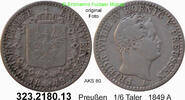 Brandenburg-Preußen 1/6 Taler AKS 80 . 323.2180.13 -