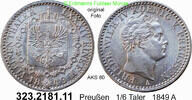 Brandenburg-Preußen 1/6 Taler AKS 80 . 323.2181.11 -