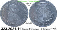 Mainz Erzbistum 5 Kreuzer Friedrich Karl Joseph v. Erthal 1774-1802 . 323.2021.11 -