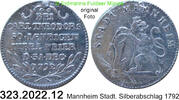 Pfalz. Mannheim Stadt Silberabschlag 50.Regierungsjubiläeum Carl Theodors 1777-1799 . 323.2022.12 -