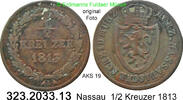 Nassau 1/2 Kreuzer AKS 19 . 323.2033.13 -