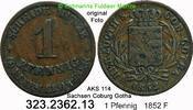 Sachsen Coburg Gotha 1 Pfennig AKS 111 . Ernst II. 1844-1893 . 323.2362.13 -