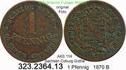 Sachsen Coburg Gotha 1 Pfennig AKS 114 . Ernst II. 1844-1893 . 323.2364.13 -