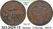 Sachsen Albertinische Linie 5 Pfennige AKS 151 . . 323.2424.13 -
