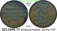 Schleswig-Holstein Dreiling Christian VII. 1784-1808 . 323.2498.13 -