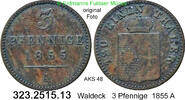 Waldeck 3 Pfennig Georg Victor 1852-1893 . 323.2515.13 -