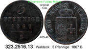 Waldeck 3 Pfennige Georg Victor 1852-1893 . 323.2516.13 -