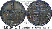Waldeck 1 Pfennig Georg Victor 1852-1893 . 323.2519.13 -
