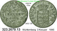 Württemberg 3 Kreuzer Wilhelm I. 1816-1864 . 323.2679.13 -