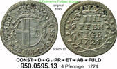 Fulda Abtei, später Bistum 4 Pfennige F078-452 . Constantin von Buttlar 1714 – 1726 . 950.0595.13 -