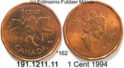 Canada Kanada 1 Cent *162 KM181 Ahornblatt . 191.1211.11 -