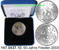 Belgien 10 Euro Silber 60 Jahre Frieden . 147.0437.10
