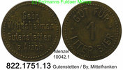 Deutschland Gutenstetten Mittelfranken 1 Liter Bier o.J. Menzel 10042.1 Biermarke . 822.1751.13 ss
