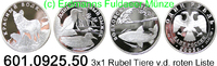 Russland 3x1 Rubel *881-883 KMY882-884 Tiere von roter Liste . 601.0925.50