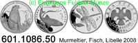 Russland 3x2 Rubel Murmeltier, Fisch, Libelle . 601.1086.50