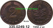 BRD Bundesrepublik Deutschland 2 Pfennig J.381 . 335.0249.12 -