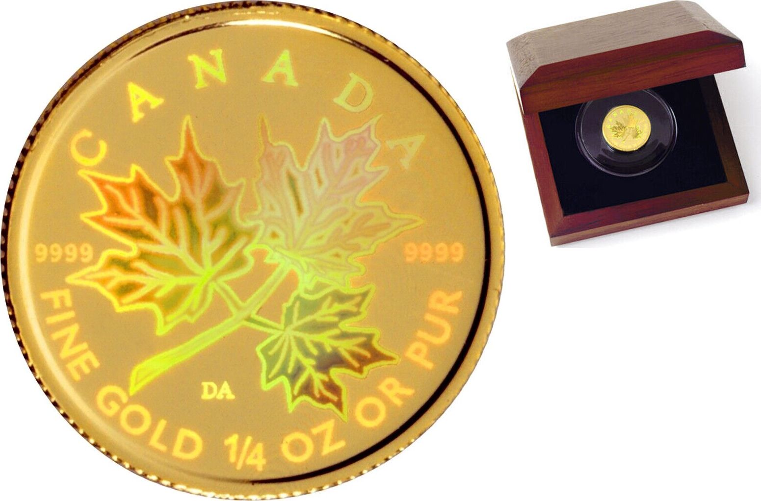 Canada Coins $10 Gold 2001 Canada Maple Leaf Hologram 1/4oz Gold Coin ...