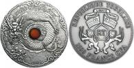 World Coins 1500 Francs Togo Year of the Dragon 2 oz Including Real Amber Silver coin -
