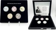 World Coins 50 Vatu Vanuatu 5 x 150th Ann. Pierre de Coubertin Olympic Silver Set Coins -