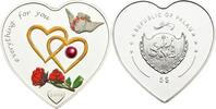 World Coins Real Palau 5$ Everything For You Heart Silver Coin Pearl Pigeon Rose LOVE -