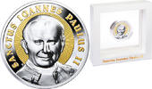 World Coins Niue 2$ Gilded Saint John Paul II 2 oz. High Relief Proof Silver Coin -