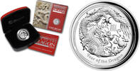 World Coins Australia 1$ Lunar Series II Year Of The Dragon High Relief 1oz Silver Coin -