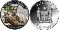 World Coins 2013 Fiji 10$ Wildlife Diamonds of Nature The Clouded Leopard Silver Proof Coin PP