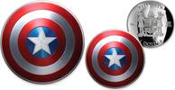 World Coins 2019 Fiji 1$ Marvel CAPTAIN AMERICA Shield Domed 10g Pure Silver Coin