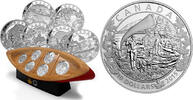 World Coins Canada 6 x 10$ Canoe Across Silver Proof Set 6 Coins WITH BOX CANOE -