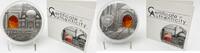 World Coins Palau 10$ Mineral Art Amber India Taj Mahal 2 oz Silver Coin -