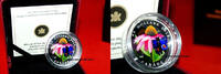 Canada Coins Canada BUTTERFLY Purple Coneflower Venetian Glass Murano Silver Coin 20$ -