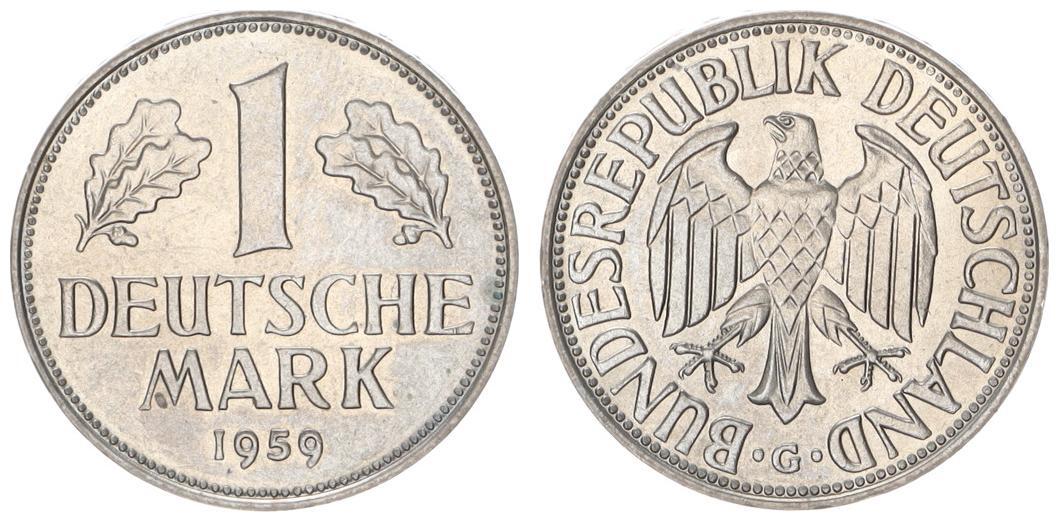 Deutschland 1 DM 1959 G prägefrischStempelglanz