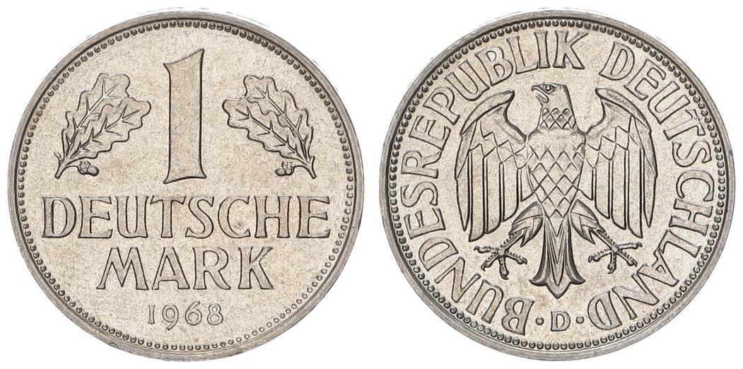 Deutschland BRD 1 Mark 1968 D vzst/prfr.