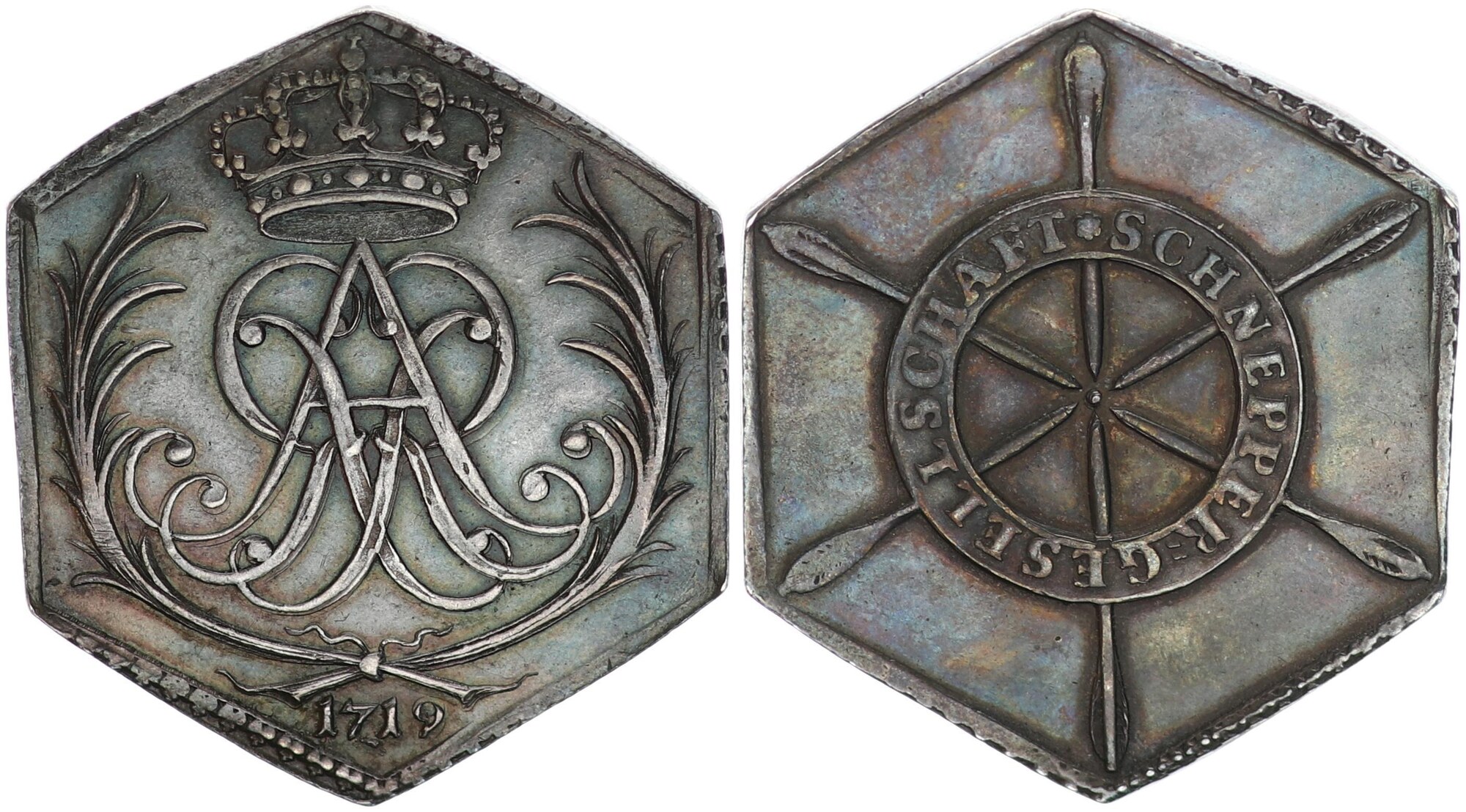 Sachsen 1719 sechseckige Reichstalerklippe Dresden August der Starke