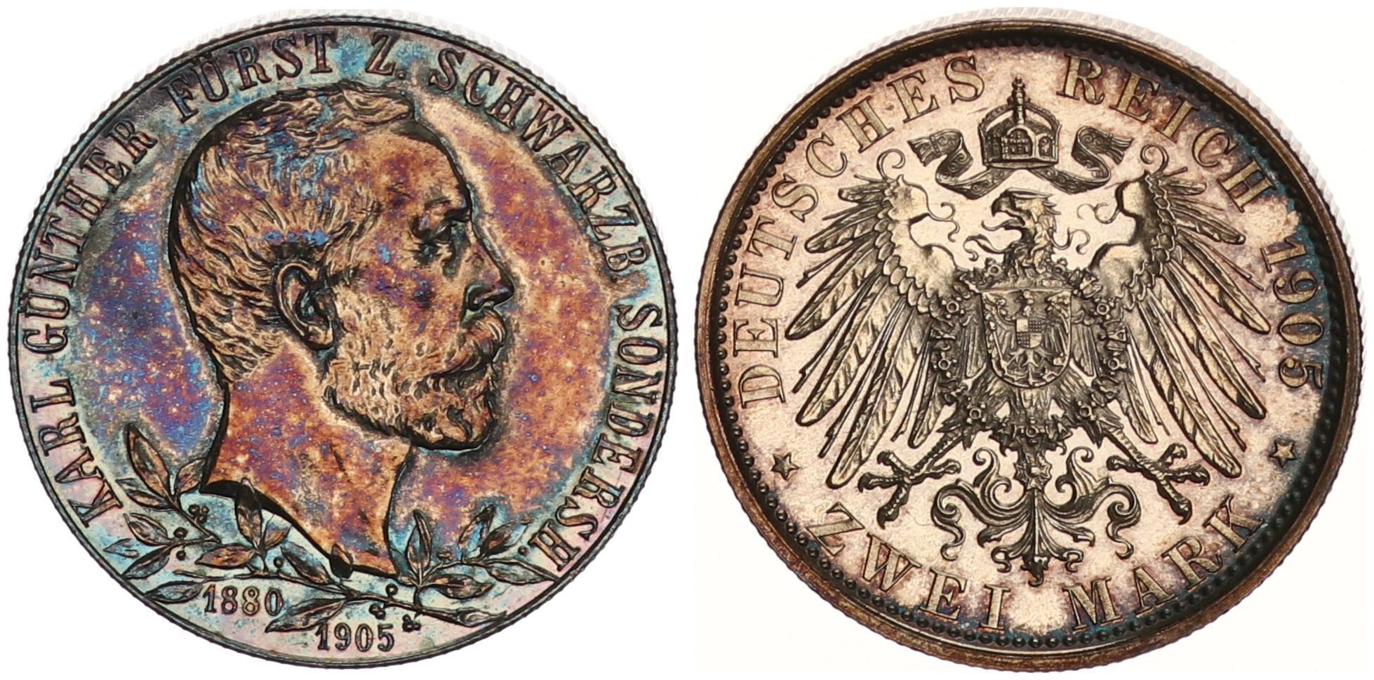 Deutsches Kaiserreich Schwarzburg Sondershausen 2 Mark 1905 deutsches-kaiserreich-schwarzburg-sondershausen-2-mark-1905