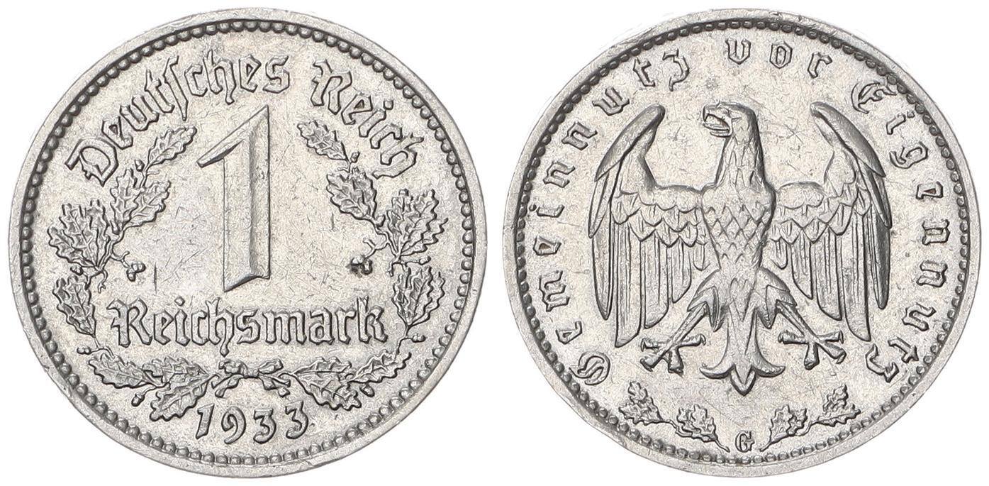 Deutschland / 3.Reich 1 Mark 1933 G ss-vz | MA-Shops