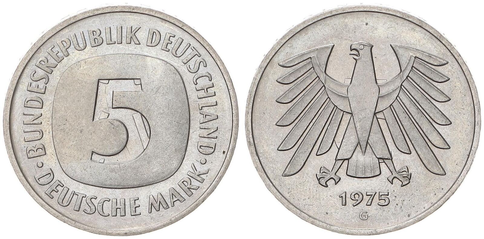 Deutschland 5 DM 1975 G Fehlprägung Lichtenrader Prägung prägefrisch