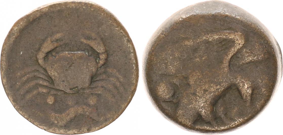Antike / Griechenland, Sizilien, Akragas AE 1/4 Litron (Tetras) AKRAGAS