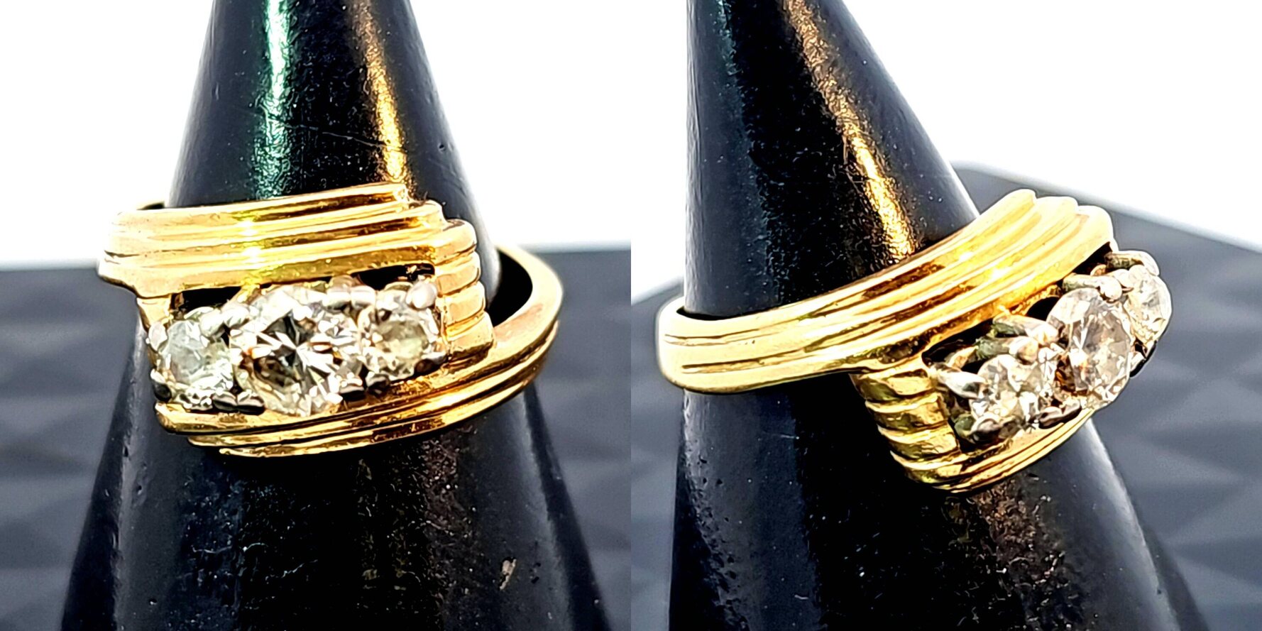 750 Gold Ring mit 0,5Karat alle zusammen Diamanten Ringgröße 53-54 Sehr ...