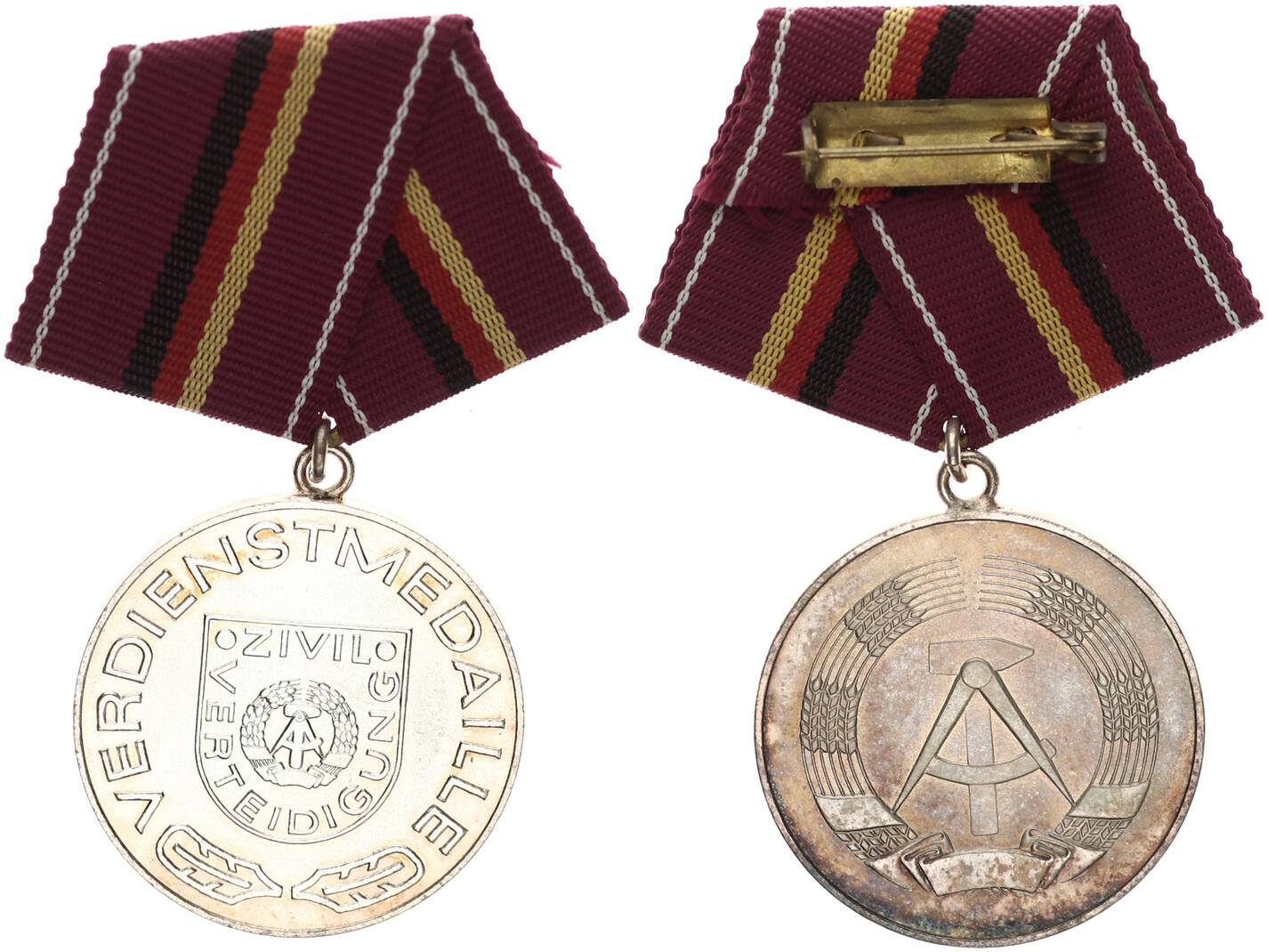 DDR Orden Verdienstmedaille der Zivilverteidigung, silber im Etui sehr