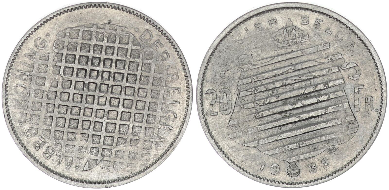 Belgien / Drittes Reich 20 Francs 1932 unter Deutscher Besetzung