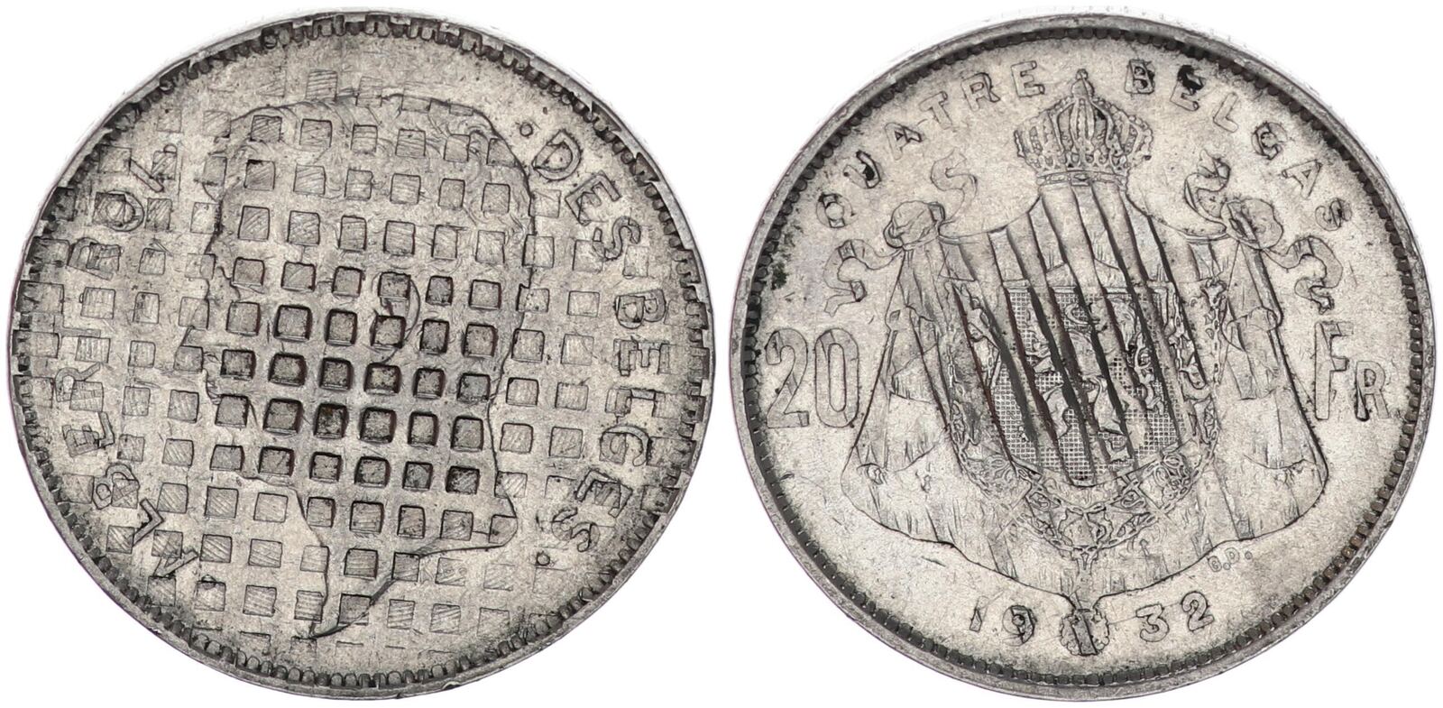 Belgien / Drittes Reich 20 Francs 1932 unter Deutscher Besetzung