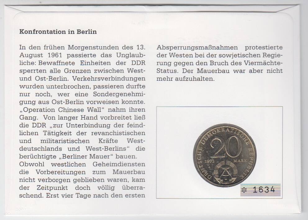 Deutschland Berlin Numisbrief Mit Mark Ddr M Nze Siehe Foto Ma Shops