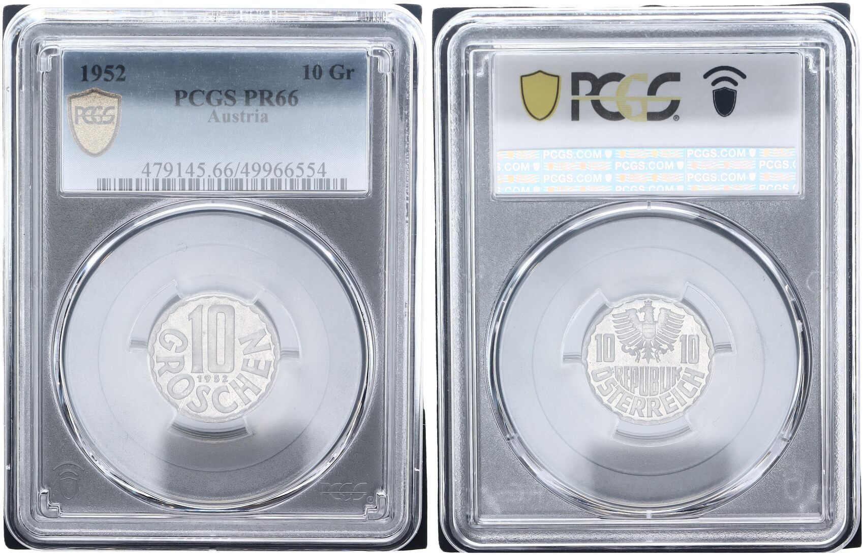 Pr66 Reeb Österreich 10 Groschen 1952 Aluminium PR66 Polierte Platte | MA-Shops