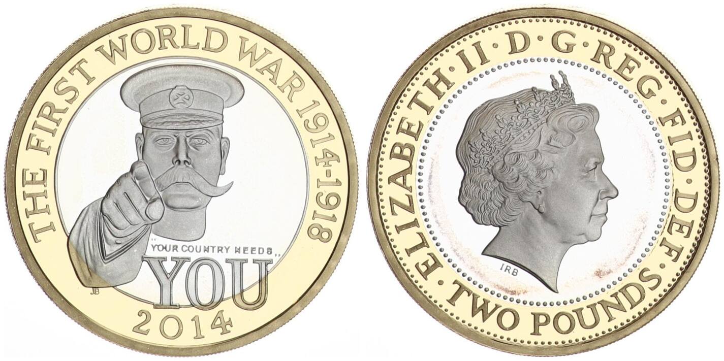 Großbritannien 2 Pound 2014 Lord Kitchener First World War Prfr. | MA-Shops