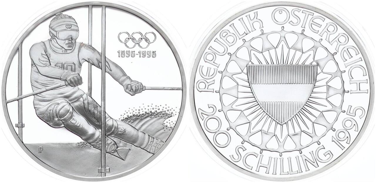 Österreich 200 Schilling 1995 Olympische Spiele 1 Unze fein PP in